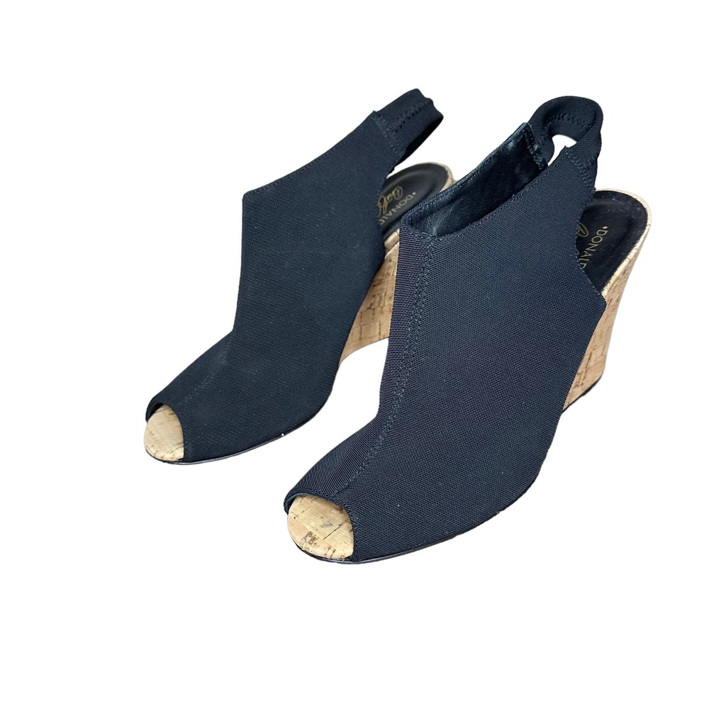 Donald J. Pliner Portia peep toe cork wedge slingback sandals size 8.5